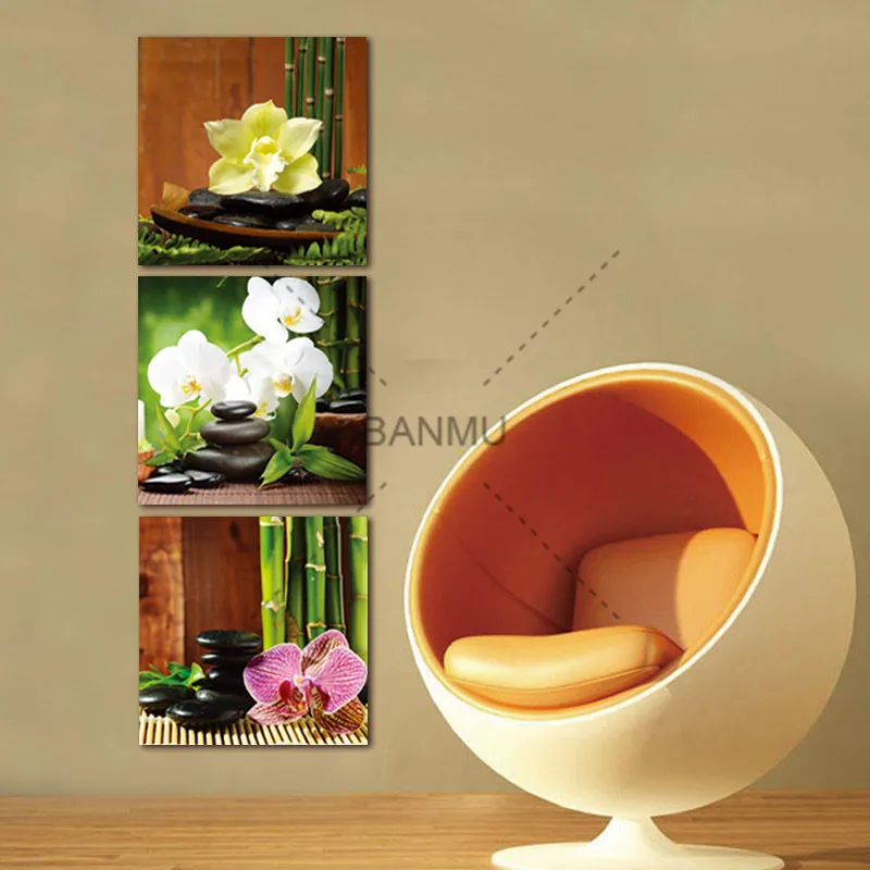 3 панели современный жикле принты художественные работы Zen базальтовые камни