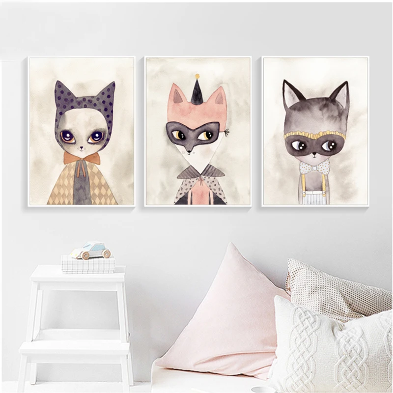 Cartoon Wall Art Prints Canvas Posters Cute Miss Rat Princess Fairy Paintings For Girl Baby Kids Room Decor | Дом и сад