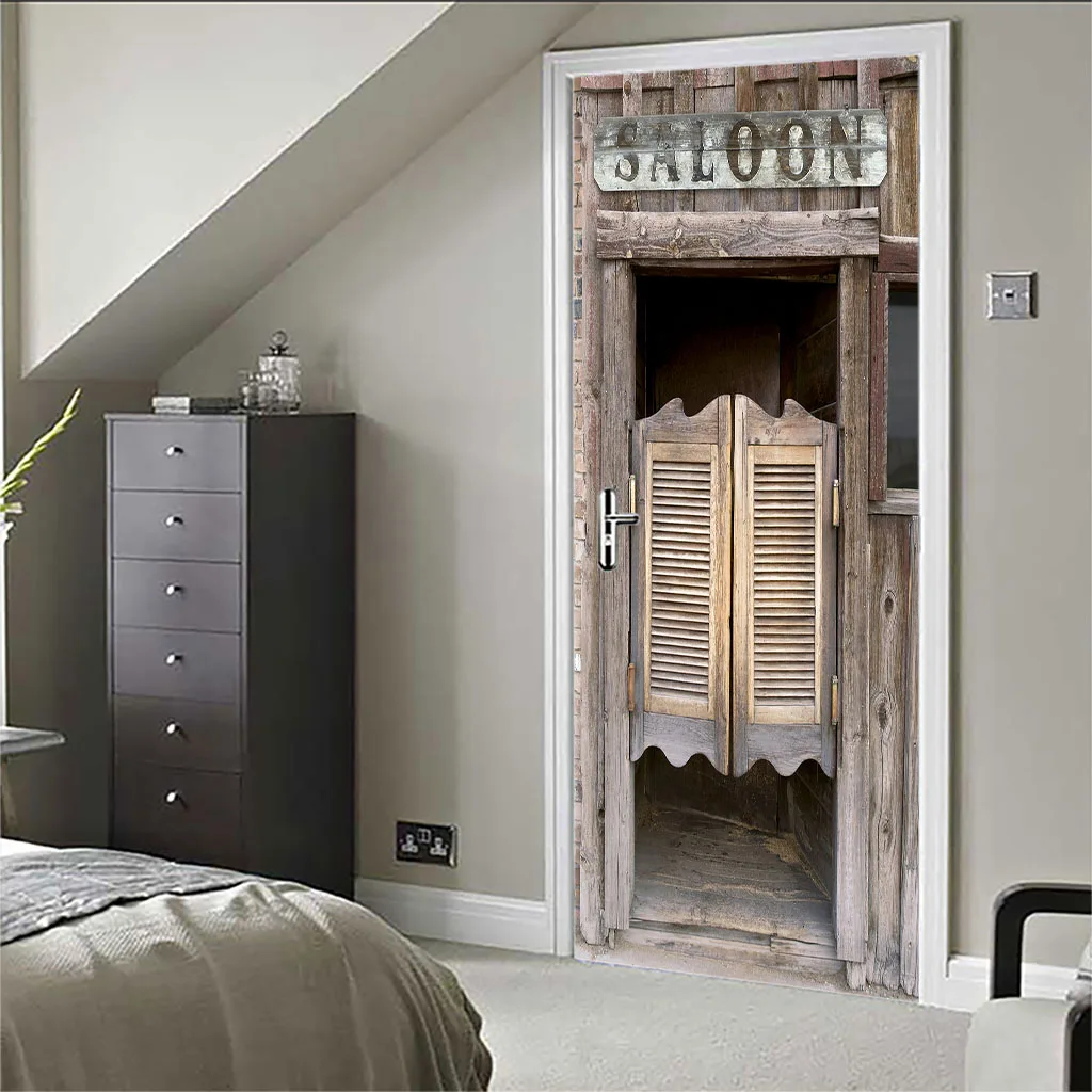 3D Двери настенные Настенные обои наклейки-водонепроницаемые самоклеящиеся пейзаж двери наклейки настенные фрески наклейки съемные двери наклейки