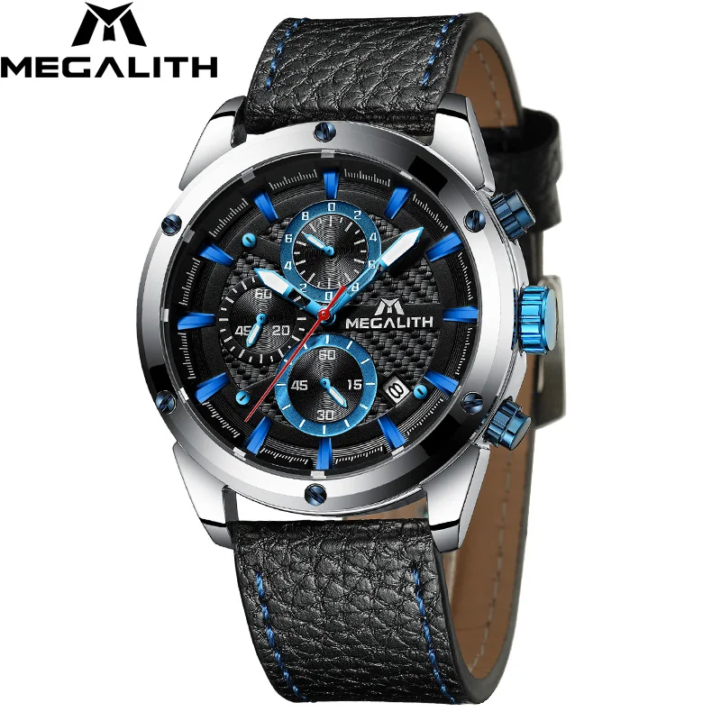 Relogio masculino MEGALITH мужские часы лучший бренд класса люкс спортивные часы хронограф водонепроницаемые кварцевые наручные часы для мужчин 8004