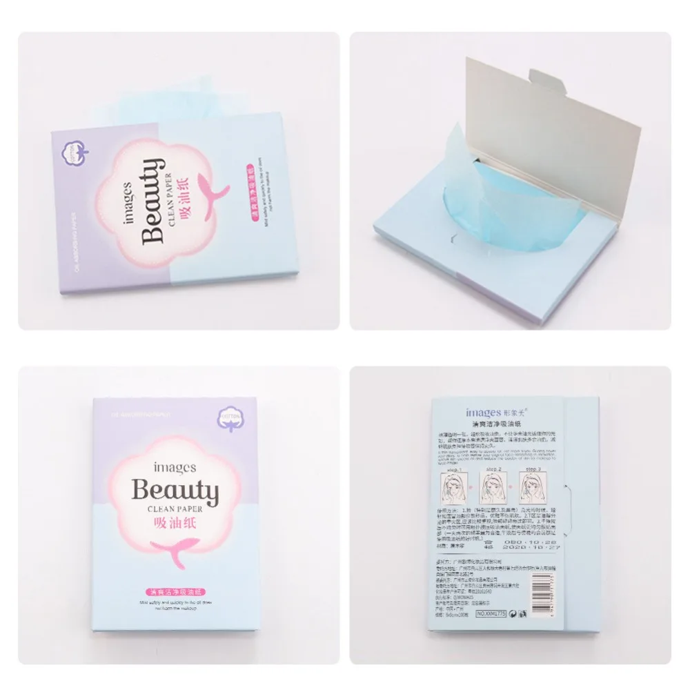 100 шт./кор. Нефтепоглощающих умывания Бумага поры поглощают Макияж Очищение
