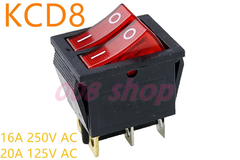 red and red 1 шт. двойной лодочный клавишный выключатель 6 Pin ВКЛ-ВЫКЛ с зеленый красный светильник 20A 125VAC - Цвет: red and red