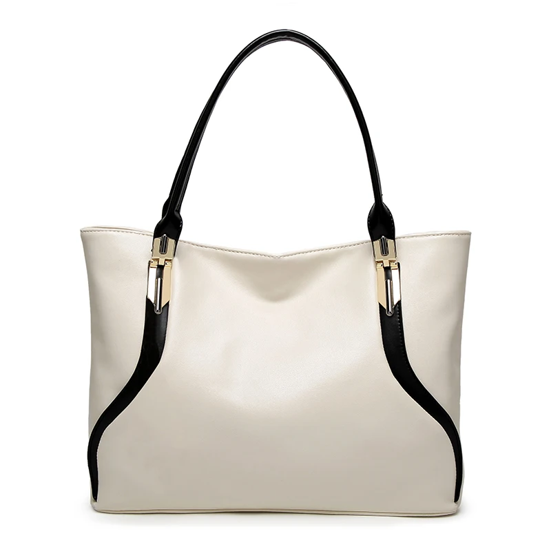 

Simple Luxury Women's leather shoulder bag Big Capacity Tote PU Leather women ladies handbag White female bags Casual Hand bag