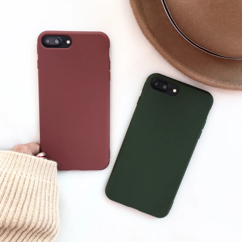Hot Skin Soft Silicone Case For iPhone XS Max 6 6S Plus Army Green Wine Red Cover 7 8 XR X 8Plus iPhone7 |