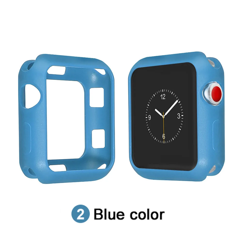 Мягкий силиконовый чехол для Apple Watch 3 2 1 42 мм 38 мм полная защитная оболочка для iWatch 4 5 40 мм 44 мм бампер для часов - Цвет ремешка: Blue