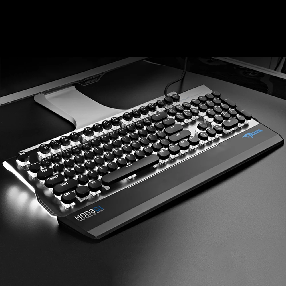E 3LUE K751 панк механическая клавиатура Проводная 104 круглый ретро пара Keycap ключи LED