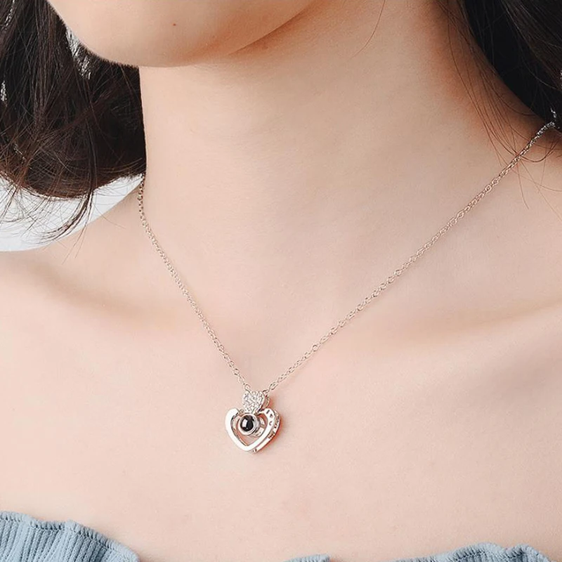 Heart Necklace Jewelry 100 Languages Lover Light Projection Pendant I Love You | Украшения и аксессуары