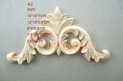 A2 14x14x1cm деревянный резной угловой Декор аппликация Неокрашенная рамка наклейка
