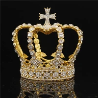 quality top queen king crown bridal tiaras and crowns cross diadem bride headpiece prom wedding hair jewelry ornament
