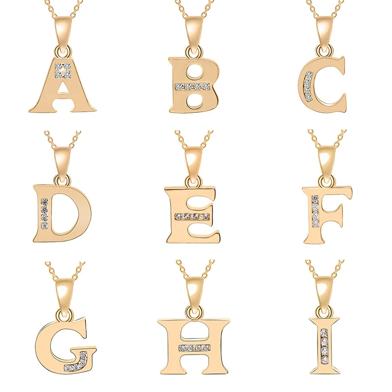 

America 26 English word Letter F Family name sign pendant Necklace tiny USA alphabet name Initial Letter monogram charm necklace