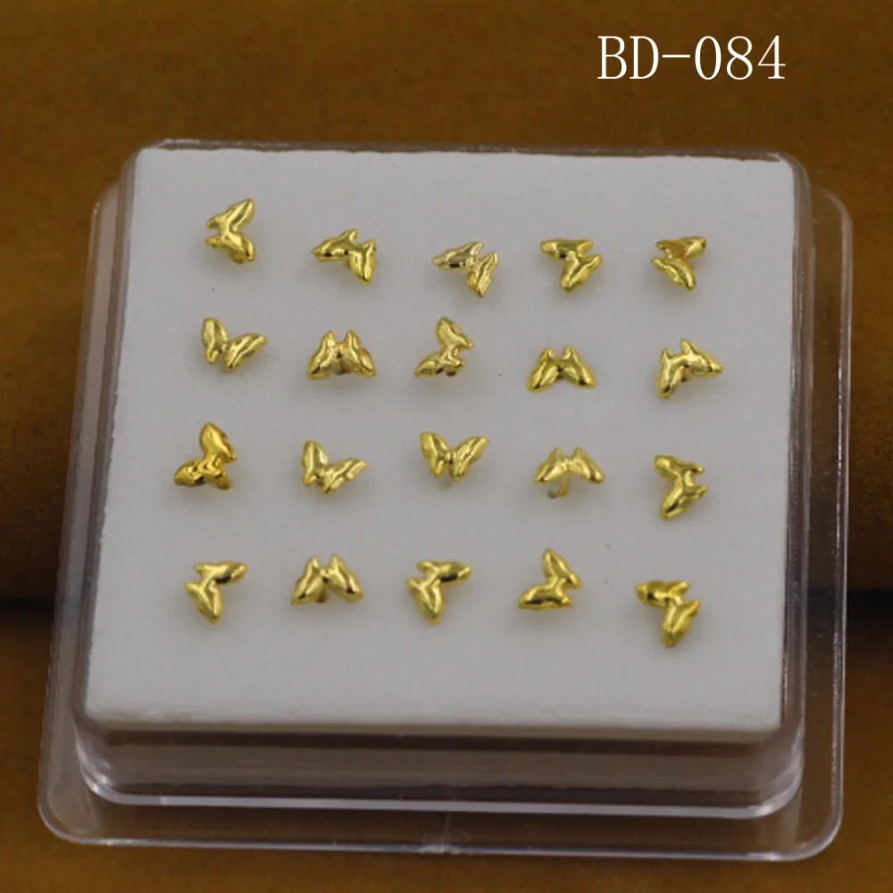 20ps Free Delivery Jewelry Nose Studs Plating 18 K New Butterfly Nail Contracted Smooth &amp | Украшения и аксессуары