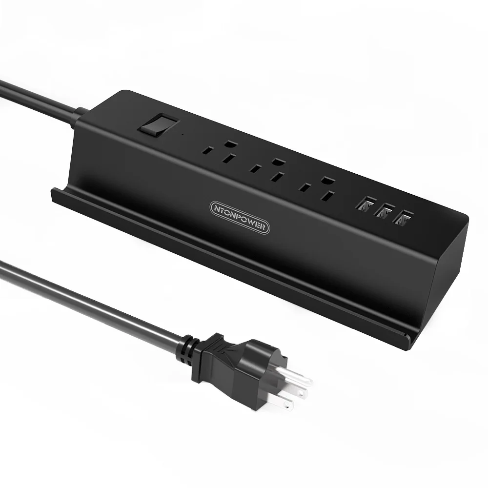 Черный NTON power MSP USB удлинитель с вилкой США 15а переключатель перегрузки энергосберегающий 3 AC 3 usb порт для зарядки с держателем для телефона - Цвет: Черный