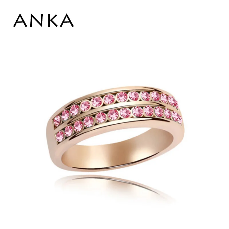 Простое кольцо из розового золота Цвет реальные с чешского хрусталя женский
