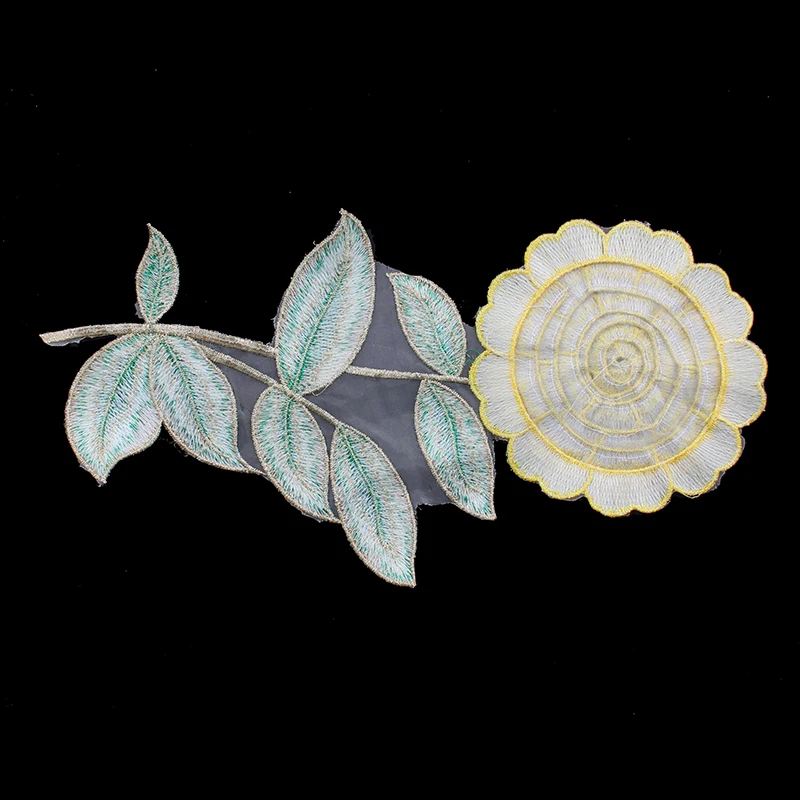 10 шт. золотистые металлические кружевные патч корд с 3d желтой вышивкой