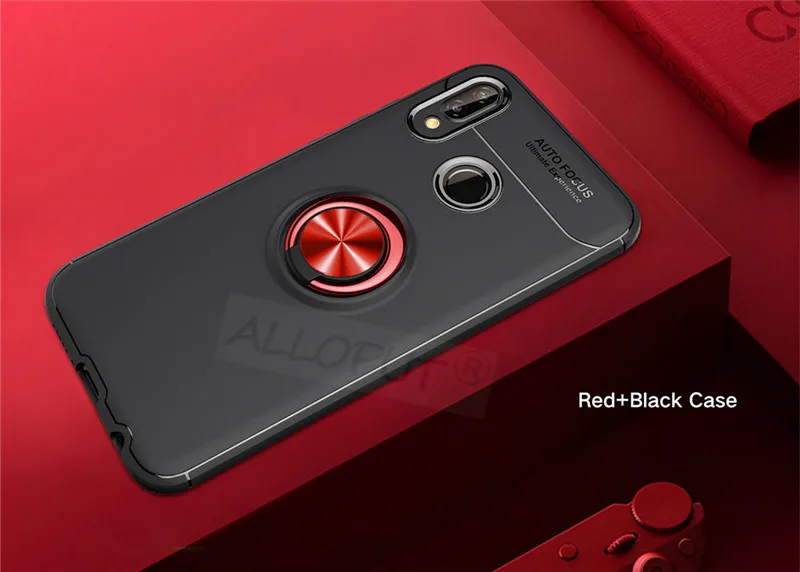 Black and Red Кольцо чехол на redmi note 7 5 pro 6a 4x Pocophone F1 Case силиконовый магнитный чехол для xiaomi mi 9t 9 SE mi 8 A2 lite чехлы чехол на ксиоми редми нот 7 5 про чехол сяоми ми 9т про 9 se ми а2 8 лайт чехол - Цвет: Black and Red