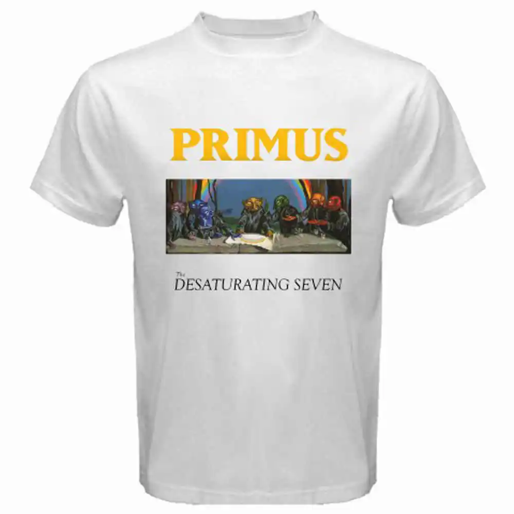 Новый альбом PRIMUS Логотип Рок Группа Тур 2017 Мужская белая футболка Размер S
