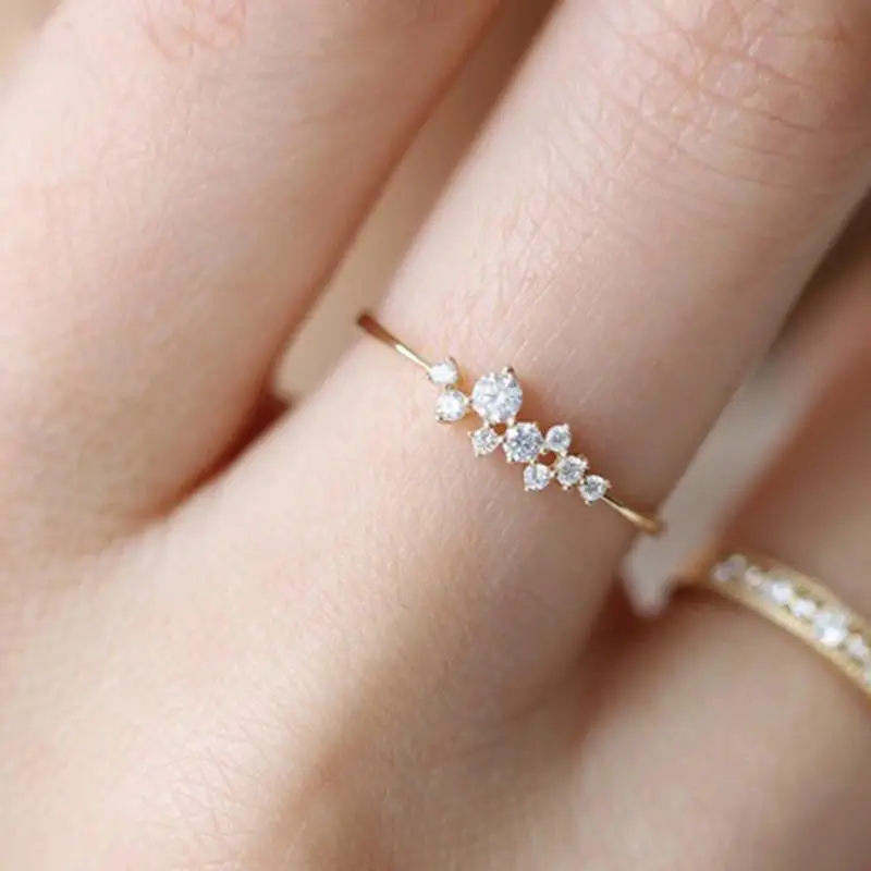 Женщина 9 изысканные ювелирные изделия Стильный Rhinestone кольцо элегантный сплав