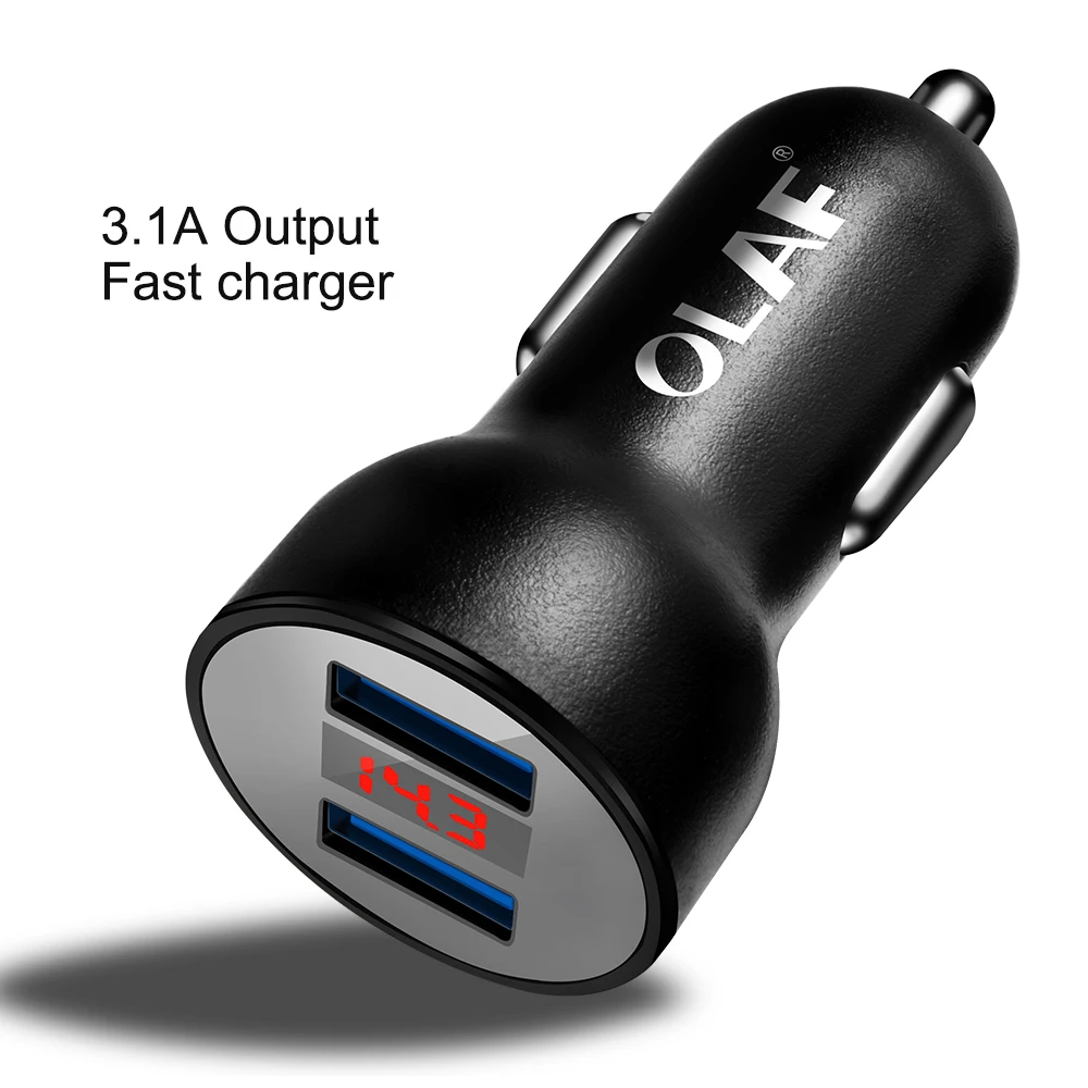 Олаф 3.1A двойное USB Автомобильное зарядное устройство универсальное быстрое мини USB ЗУ для мобильного телефона автомобильное зарядное устройство для Xiaomi iPhone samsung iPad LG и т. Д