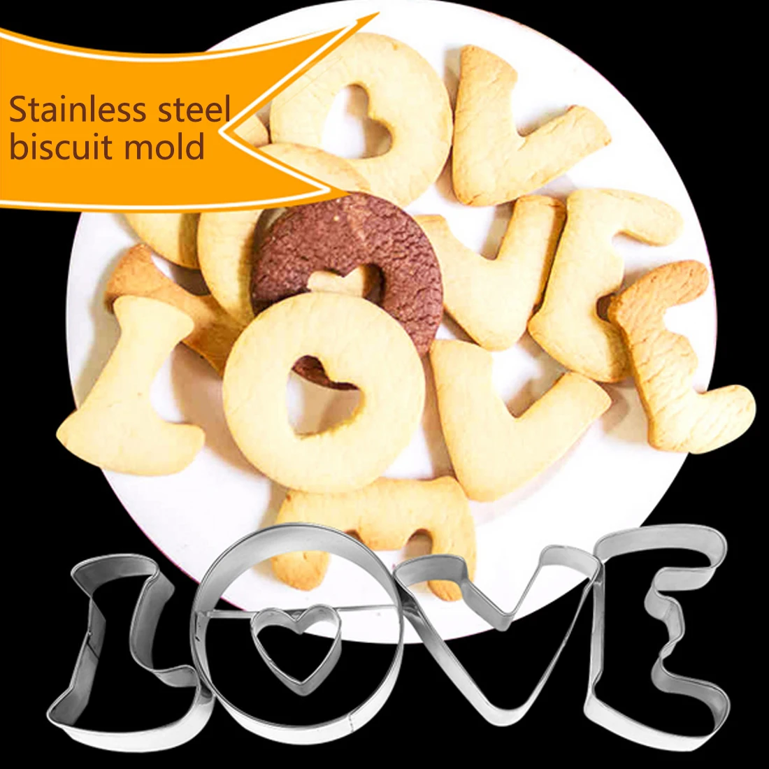 4 шт./лот LOVE Letters металлические формы из нержавеющей стали торты для печенья
