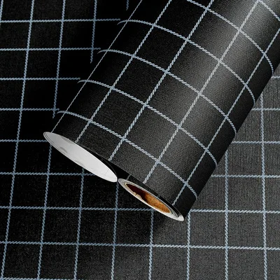 Black-small grid Скандинавские простые самоклеящиеся обои с сеткой водонепроницаемые матовые и шелковые текстурированные обои для домашнего декора и парикмахерского декора стен - Цвет: Black-small grid