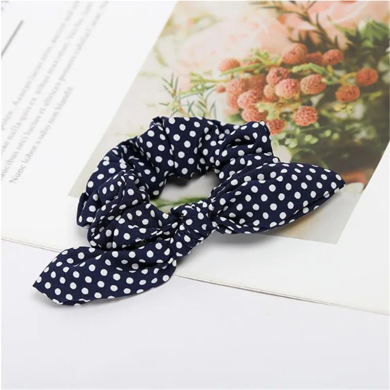 Женская резинка для волос в горошек милая с кроличьими ушками полоску аксессуар