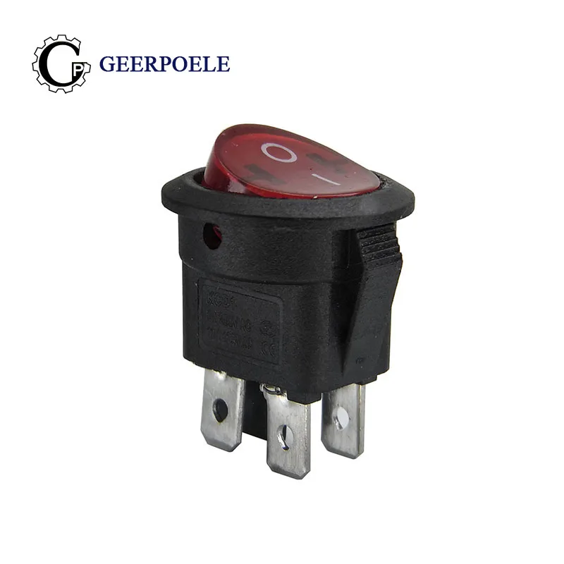 20 штук, 50 шт в наборе, KCD1 SPST 224N 23 мм 4 Pin 250V 6A круглый желобковый выключатель, простая в использовании включения выключения кулисный переключатель с подсветкой