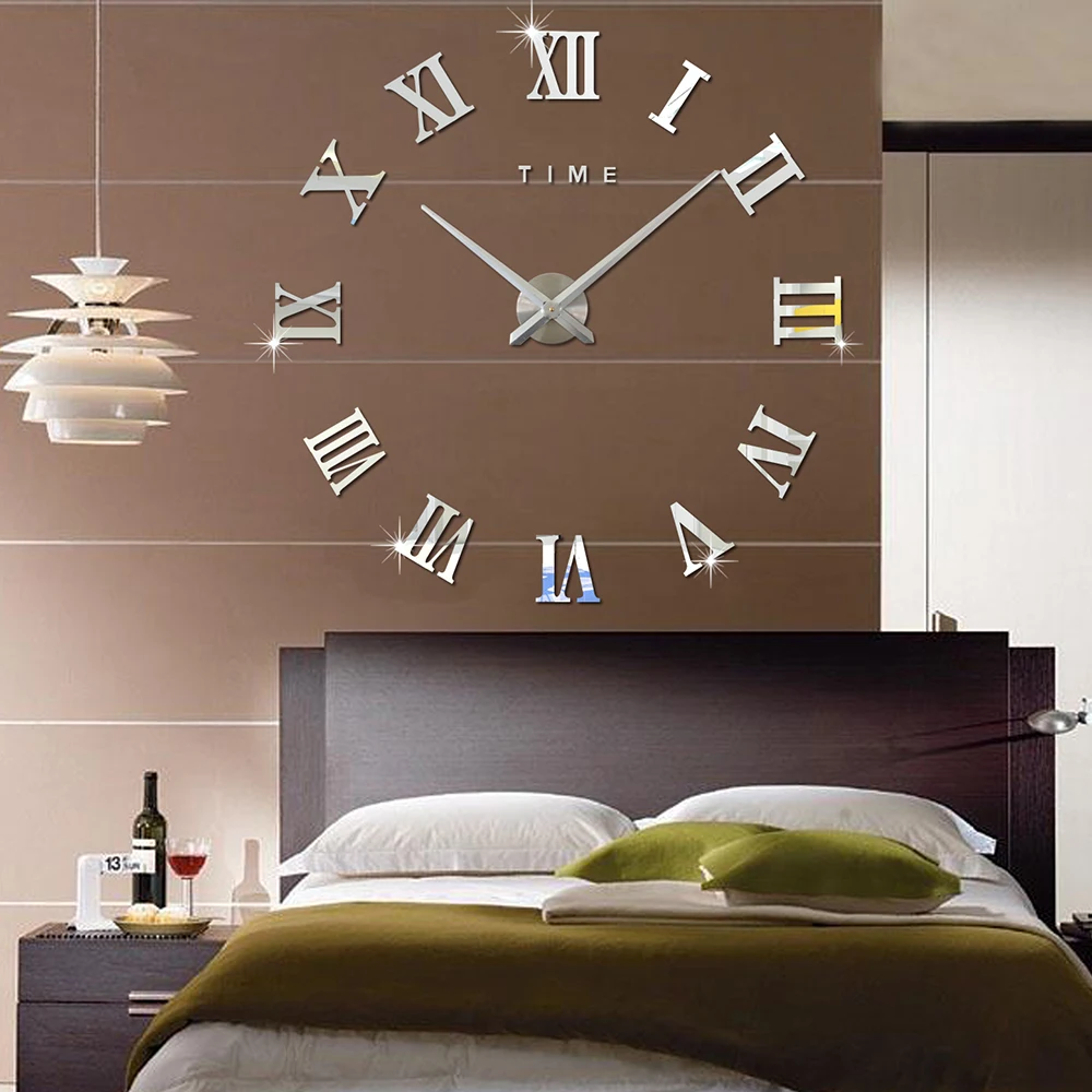 3D DIY настенные часы домашний декор Horloge безрамные римские цифры стильные