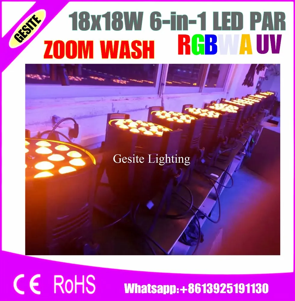 2 шт./лот Бесплатная доставка 8 шт. Профессиональный 18x18 Вт Led Par свет с зумом 330 10