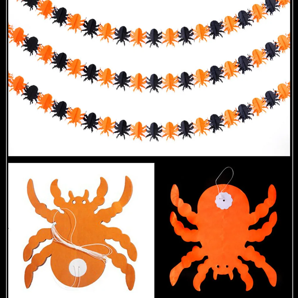 Хэллоуин бумага 3 м цепочка с тыквой гирлянда украшения тыква летучая мышь