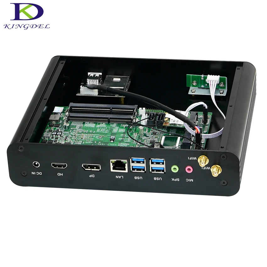 Полностью металлический чехол Безвентиляторный barebone mini pc Core i7 6500U/6600U