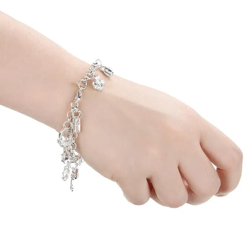 Bracelet for Women Cross Heart Lock Pendant Femme Chic bracelets &amp bangles Silver Color pulseira feminina Jewelry New | Украшения и