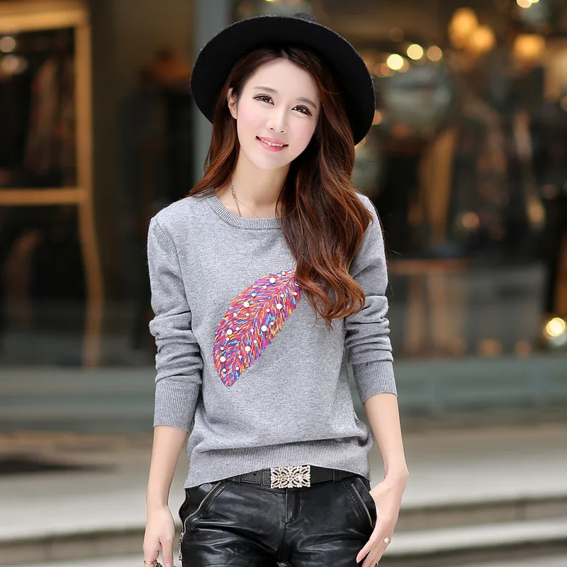 Лидер продаж осенне-зимний пуловер с украшением в виде жемчуга для молодых