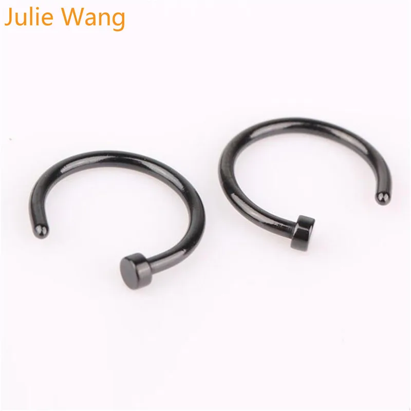 Julie Wang 1 шт. Титановая Сталь 5 цветов носовые кольца с ложным пирсингом обруч для перегородки Пирсинг клип панк женские украшения для тела 6 мм/8 мм/10 мм - Окраска металла: CJ1019-Black