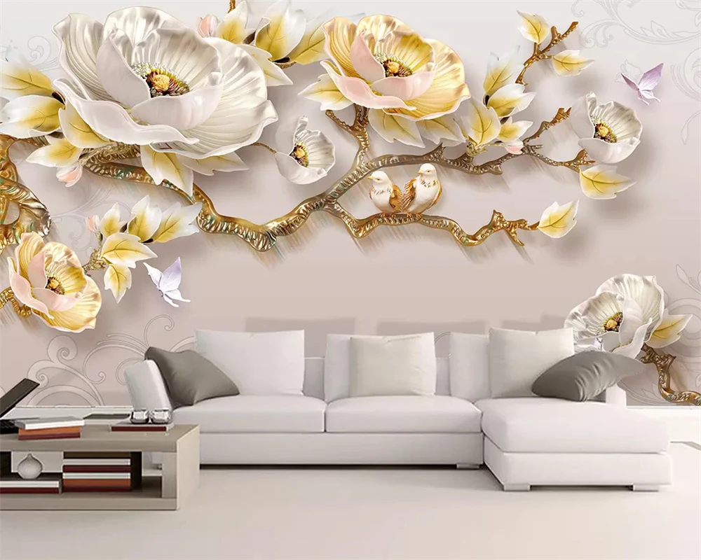 

beibehang papel de parede wall papers home decor Customized modern minimalist embossed peony new Chinese TV background wallpaper
