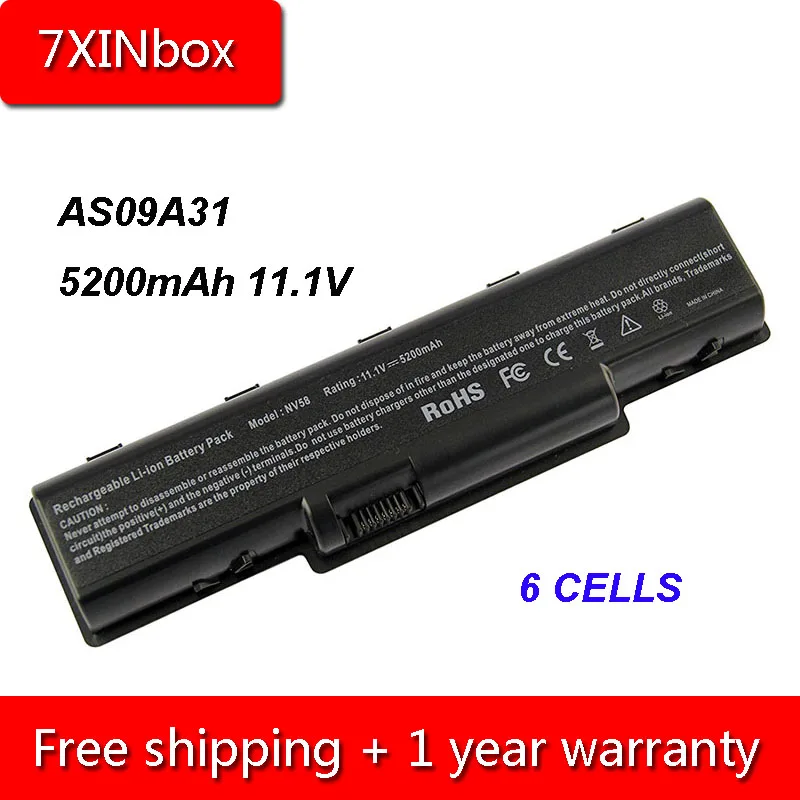 7XINbox 6cell 5200 мАч AS09A31 AS09A41 AS09A51 Аккумулятор для ноутбука шлюза NV52 NV53 NV54 NV56 NV58 NV59 AS09A90