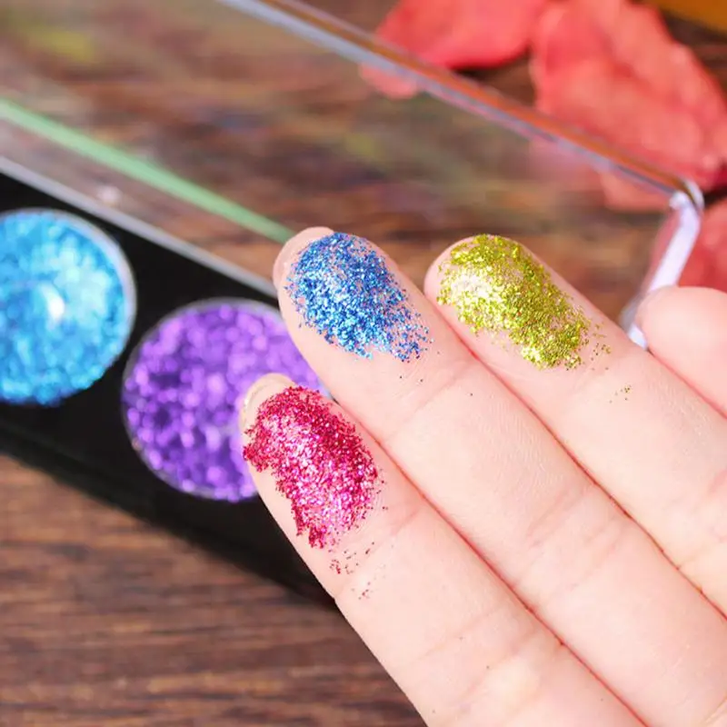 Цвета блестит Водонепроницаемый палитра теней этап составляют флэш глаз Makup