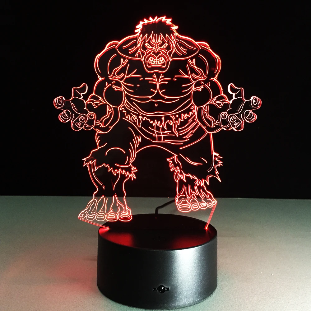 Новая 3D детская Ночная лампа Marvel мстители супергерой Железный человек паук Капитан Америка Халк Человек светодиодный ночник для детская игрушка подарок