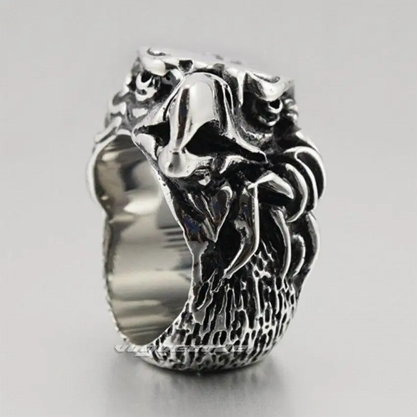 Крутое Панк-Кольцо из нержавеющей стали 316L Eagle для мужчин байкер рокер F007 - купить