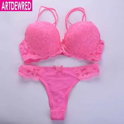 ARTDEWRED, сексуальный Модный комплект бикини с бюстгальтером, бесшовное женское нижнее белье с эффектом пуш-ап, женское нижнее белье, бюстгальтеры, стринги, комплекты 34, 36, 38, 42, чашка CD - Цвет: Розовый