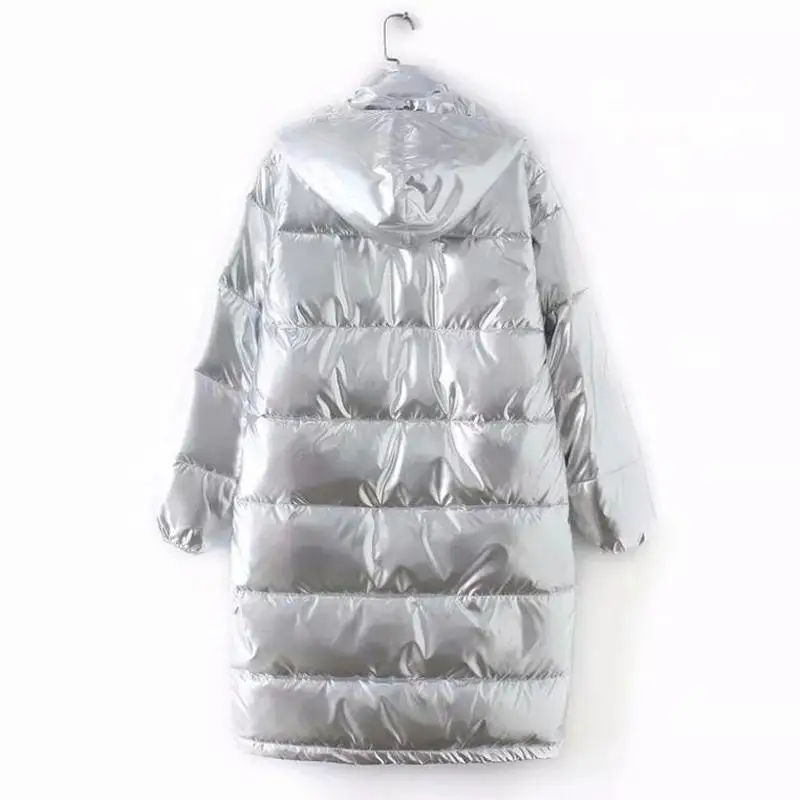Зимняя куртка женская abrigos mujer invierno 2018 manteau femme hiver длинное пальто chaqueta Серебряная