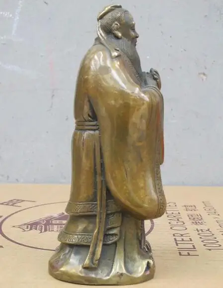 China Folk Bronze Confucius &quotKong Zi&quot Sage Confucianism educator Statue | Дом и сад