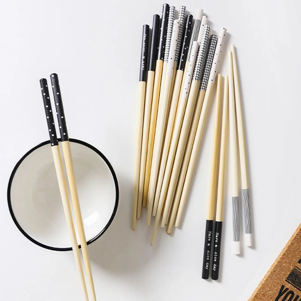 

Creative Bamboo Chopsticks Creative Pattern Square Chopsticks Set Japanese Korean Sushi Noodles Pickle Natural Chinese 5 Pairs
