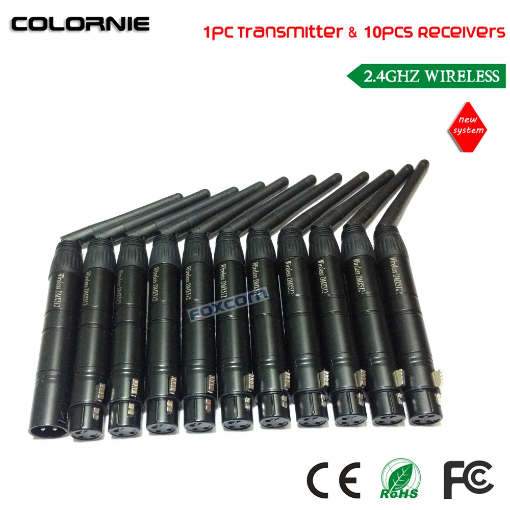 DHL Бесплатная доставка 2 4G беспроводной контроллер Dmx512 1 шт. передатчик 10 приемник