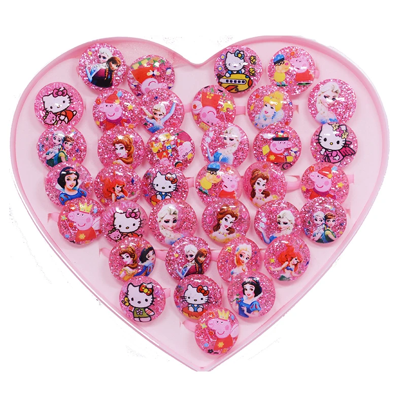 20pcs 20 шт./лот, Микс, Детские Кольца, милый мультяшный единорог, животное, лошадь, Открытое кольцо, детские украшения для маленьких девочек, вечерние украшения, подарок - Цвет основного камня: 20pcs