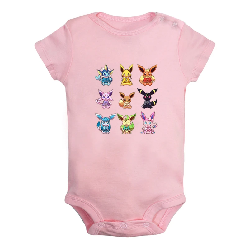 JbBaby983PD Детский комбинезон с покемоном Иви из мультфильма Jolteon Vaporeon для новорожденных мальчиков и девочек, Униформа-комбинезон с принтом - Цвет: JbBaby983PD