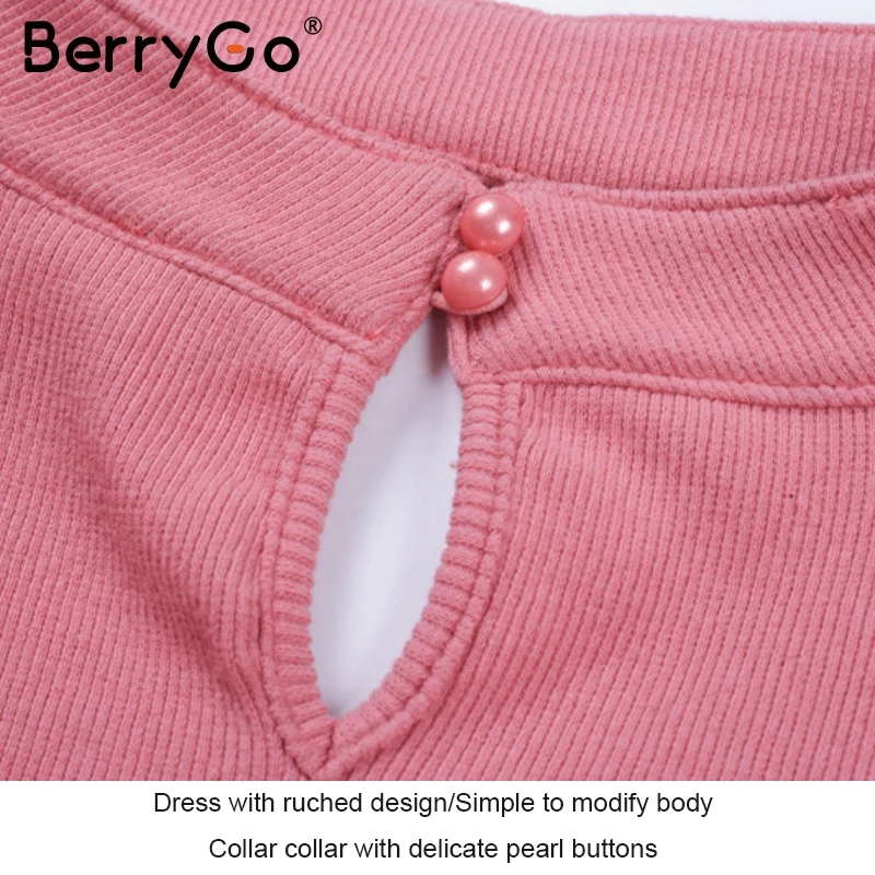 BerryGo сексуальное зимнее платье-свитер с v-образным вырезом женское черное