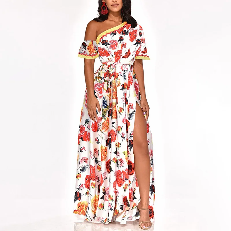 Женское облегающее Платье макси с цветочным принтом Повседневное платье