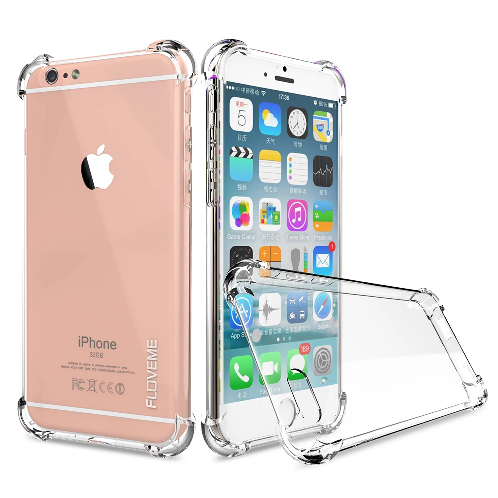 Прозрачный Анти Стук Мягкие TPU Silicone Case For iPhone 7 6 s Плюс Samsung Galaxy S7 Edge Случаи Кристалл