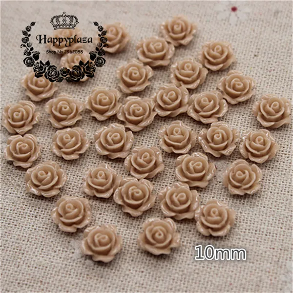 light brown 100pcs 100 шт 10 мм Разноцветные милые цветы из полимера, розы с плоским основанием Кабошон DIY Ювелирные изделия/ремесло украшения - Цвет: light brown 100pcs