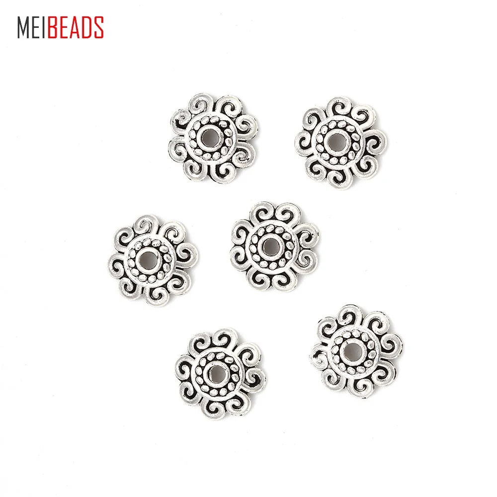 MEIBEADS 50 шт./лот 8 мм/10 мм/12 мм сплав DIY Bead Cap розетка ретро имитация серебра цвет